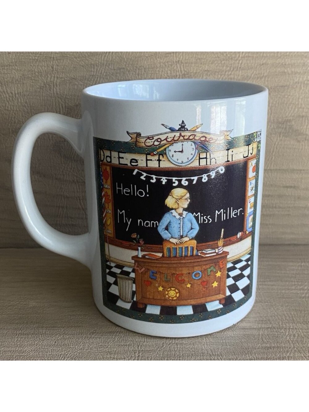 Mary Engelbreit Ink Courage School Teacher Mug Welcome Coffee Tea Cup
